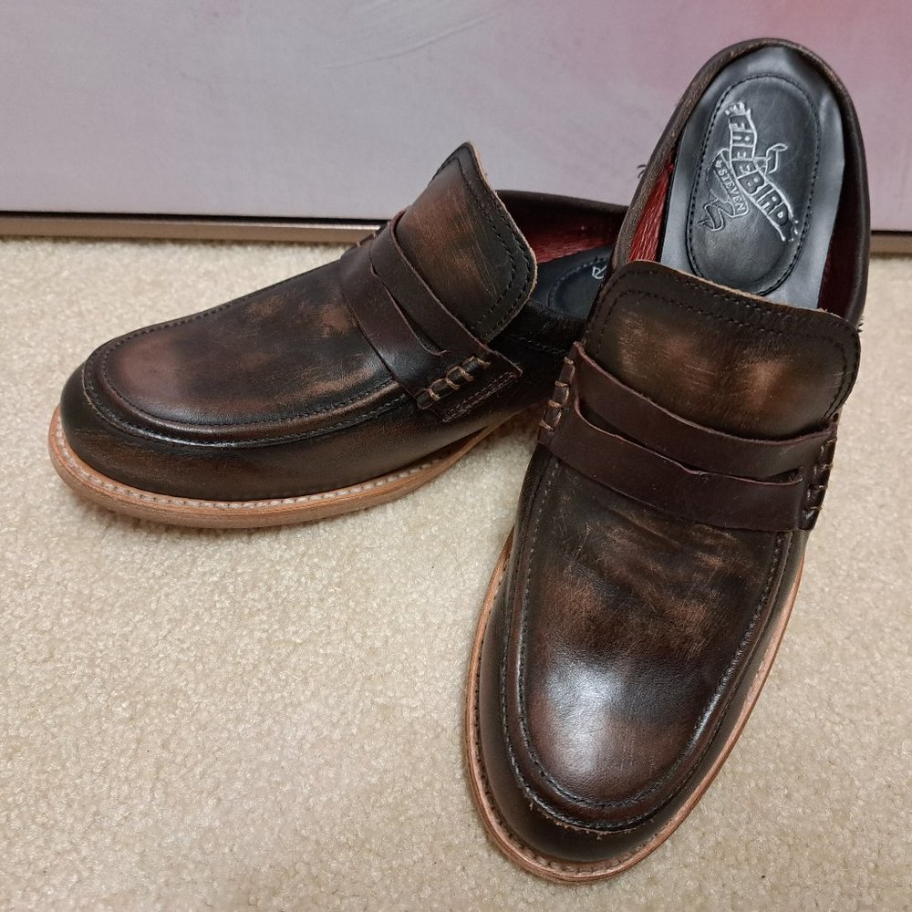 FREEBIRD by STEVEN Monalisa Distressed Leather Mules Size 9